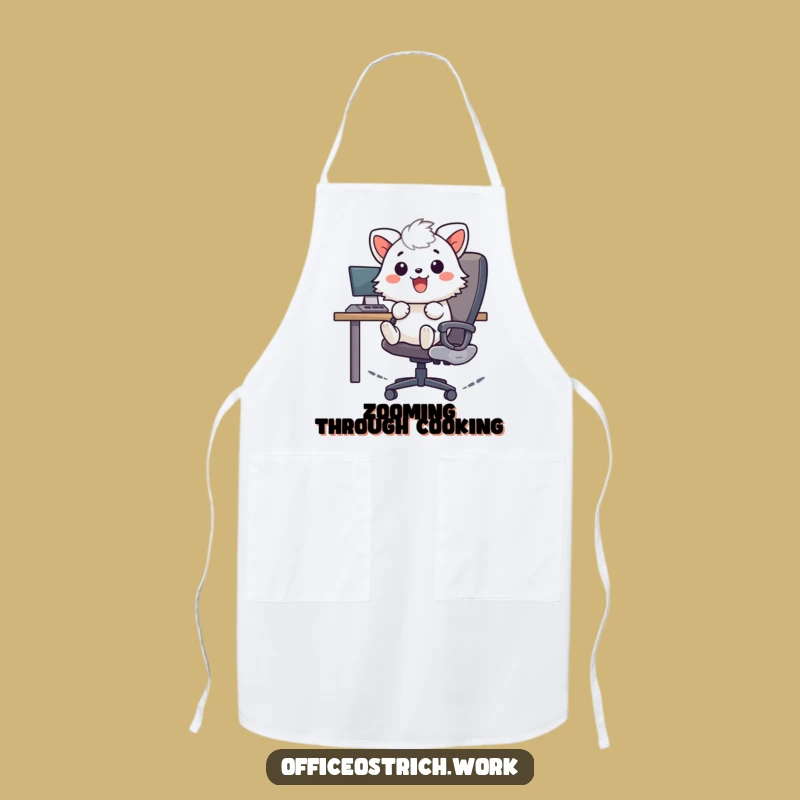 Funny Cooking Zooming Office Apron - Humorous Gift for Busy Cooks