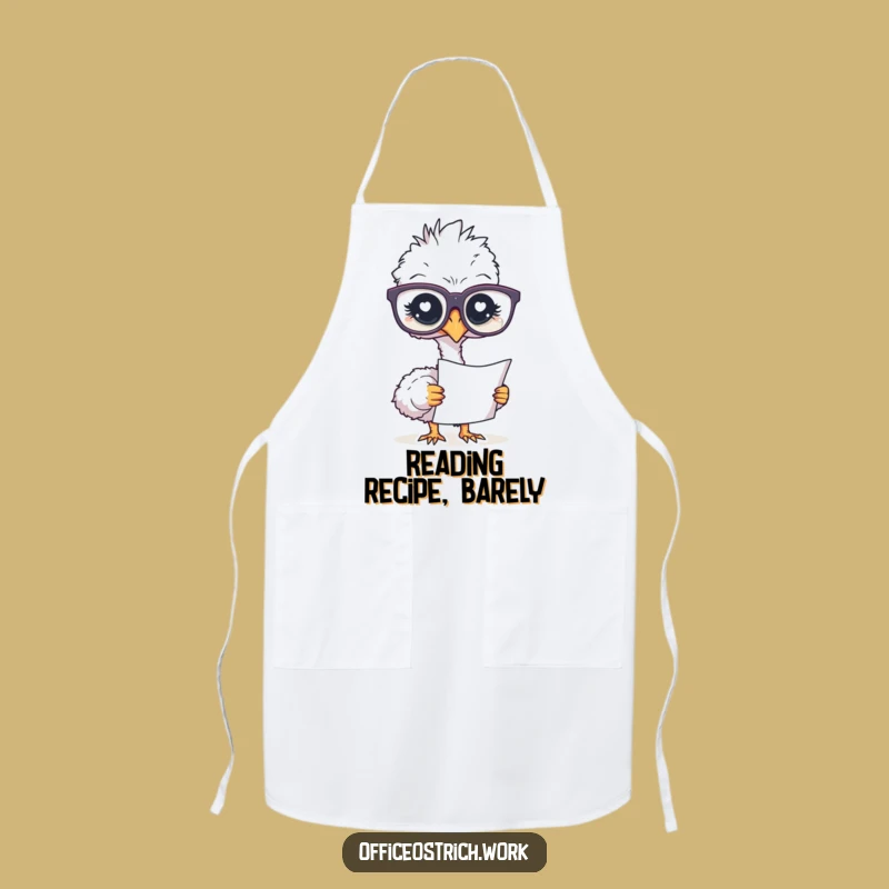 Funny Ostrich Glasses Apron: Cook and Study with Intellectual Flair