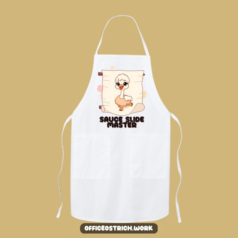 Funny Sliding Ostrich Apron - Kitchen Adventure Humor, Great Funny Gift