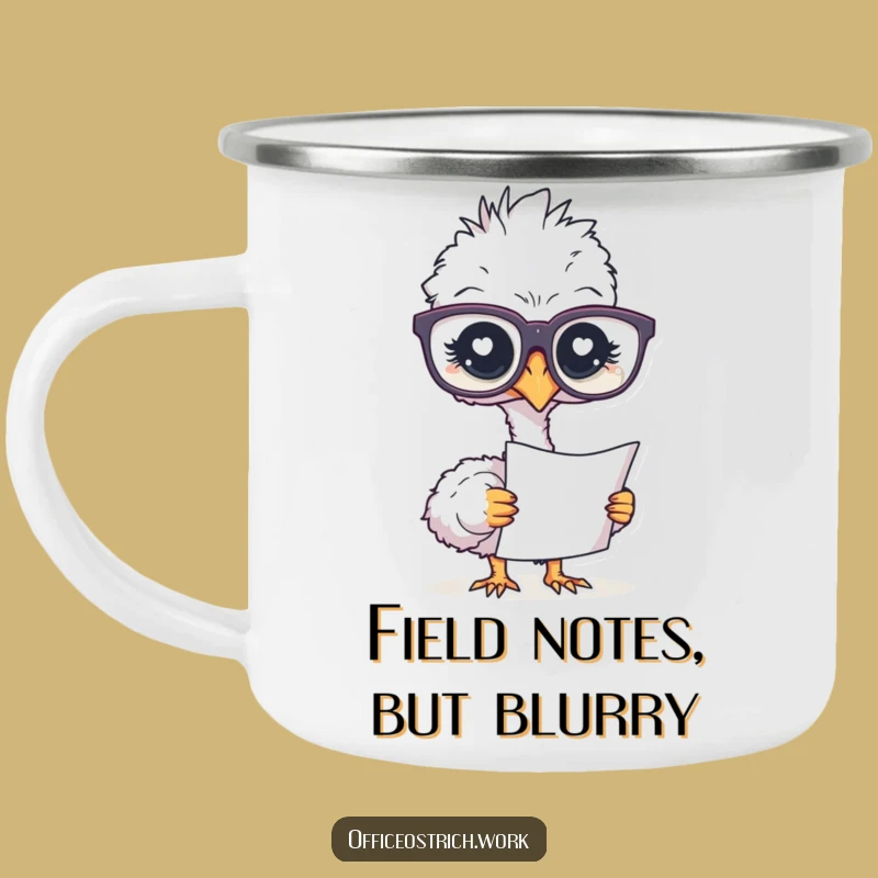 Durable Funny Ostrich Glasses Camping Mug: Your Intellectual Camp Companion