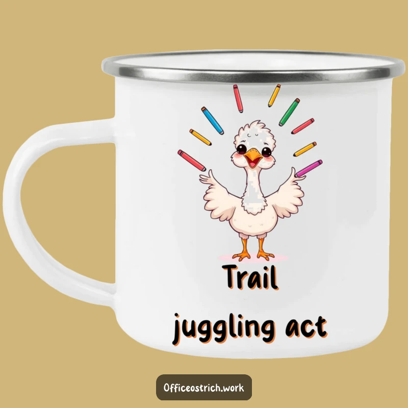 Funny Juggling Ostrich Camping Mug - Creative Campfire Companion, Perfect Funny Gift
