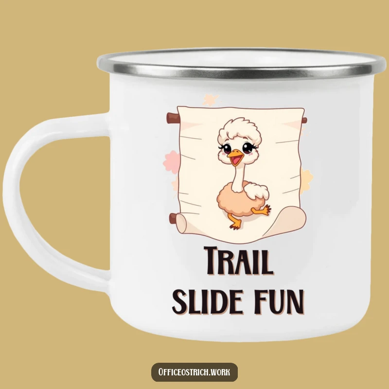 Funny Sliding Ostrich Camping Mug - Adventure Ready Humor, Perfect Funny Gift