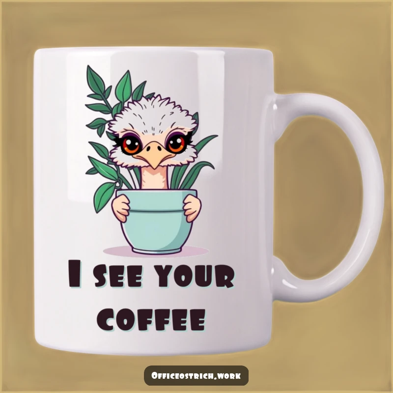 Funny Ostrich Sneaky Mug - Hilarious Office Prankster Gift for the Playful