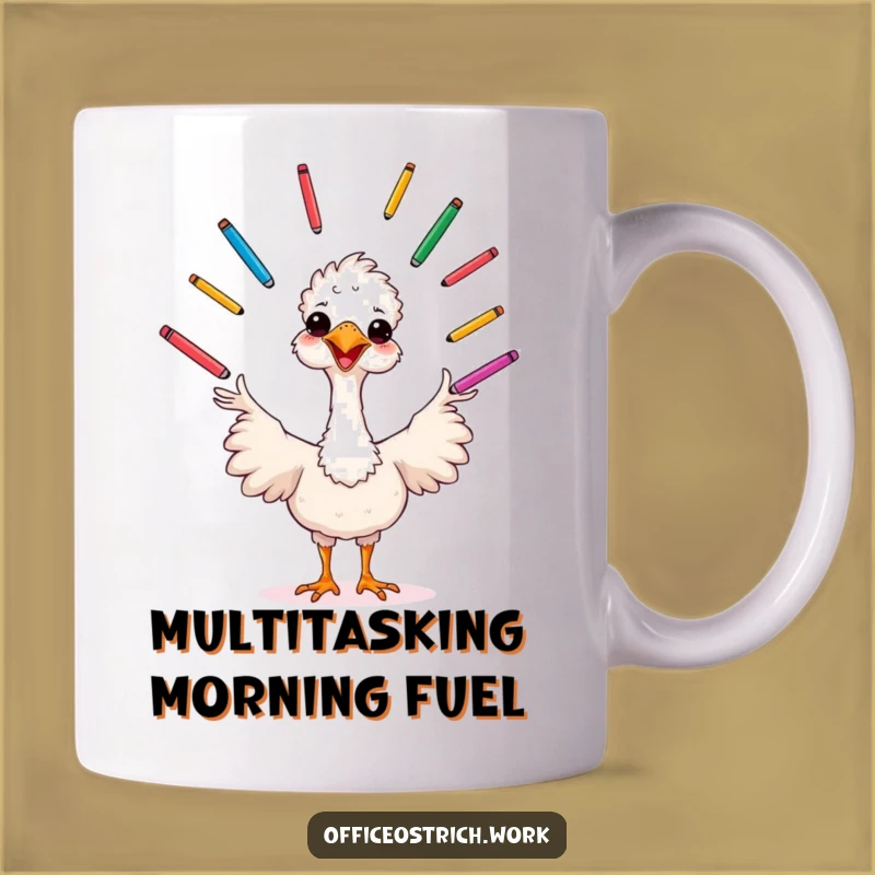 Funny Juggling Ostrich Mug - Creative Office Humor, Perfect Colorful Funny Gift