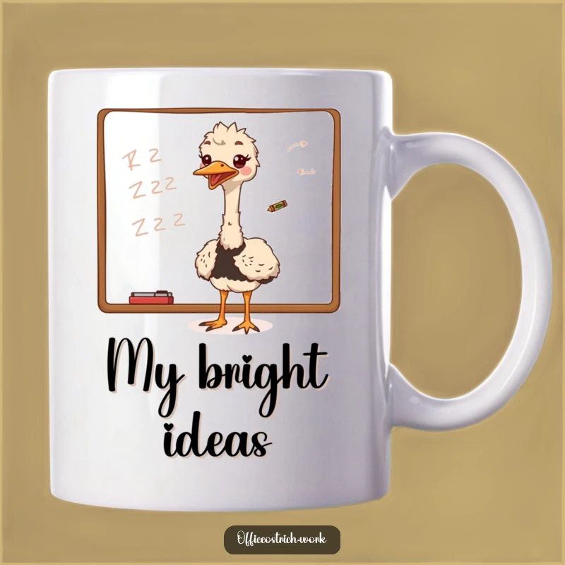 Funny Ostrich Whiteboard Scribble Mug: Hilarious Gift for Creative Minds and Bird Lovers