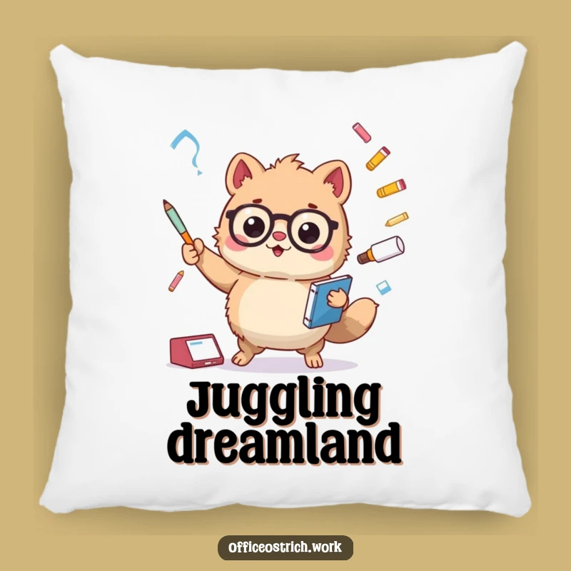 Comfy Funny Office Juggling Animal Pillow - Cute Humorous Home Decor