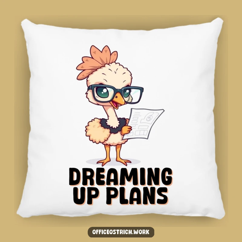 Funny Ostrich Focus Pillow - Hilarious Study Gift for Cozy Brainstorms