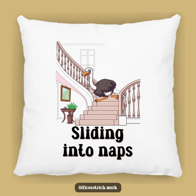 Funny Ostrich Stair Comfort Pillow - Hilarious Office Decor Gift for Relaxing Laughs