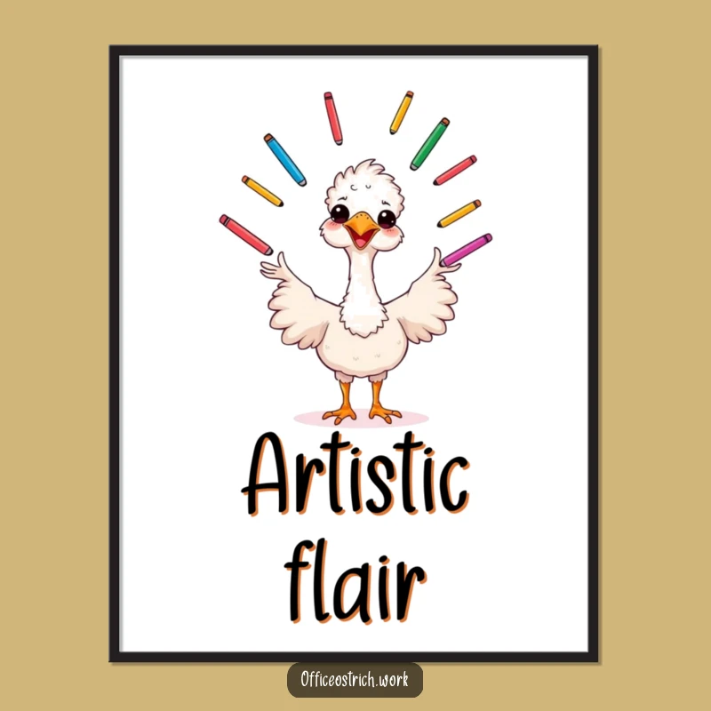 Funny Juggling Ostrich Digital Print - Vibrant Art, Unique Funny Gift