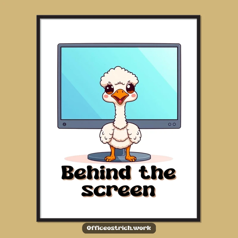 Funny Kawaii Ostrich Digital Print - Whimsical Office Art, Unique Funny Gift