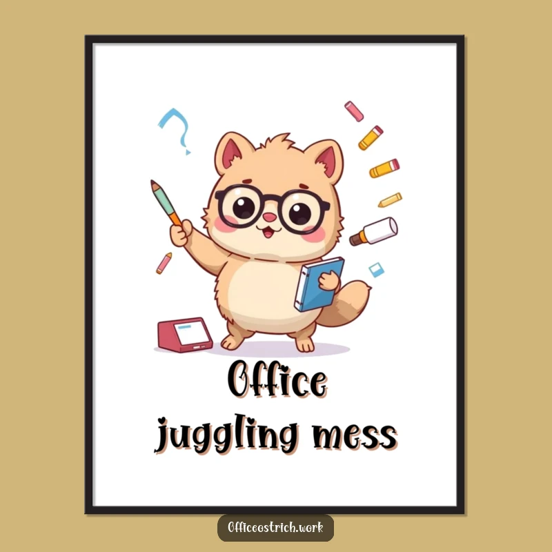Funny Office Juggling Animal Digital Print - Instant Humorous Decor