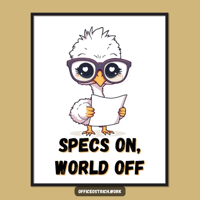Funny Ostrich Glasses Digital Art: Decorate with Intellectual Humor and Style