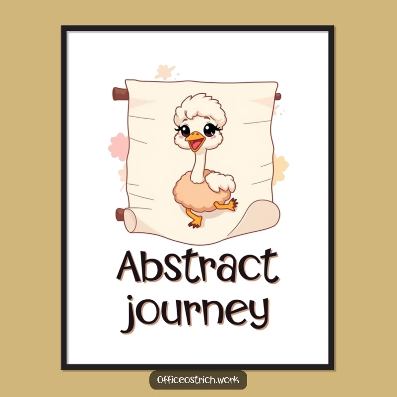 Funny Sliding Ostrich Digital Print - Whimsical Wall Art, Unique Funny Gift