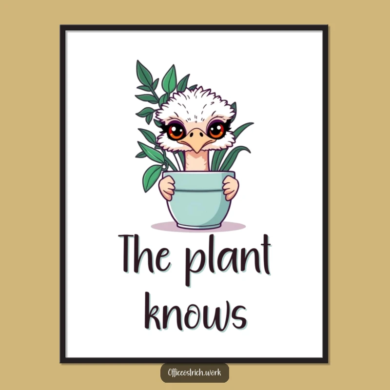 Funny Ostrich Sneaky Peek Digital Print - Hilarious Office Art Gift for Instant Mischief