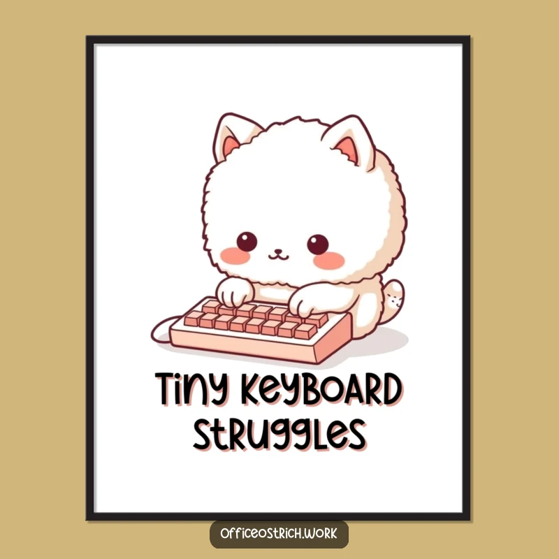 Funny Tiny Keyboard Animal Digital Print - Instant Humorous Decor