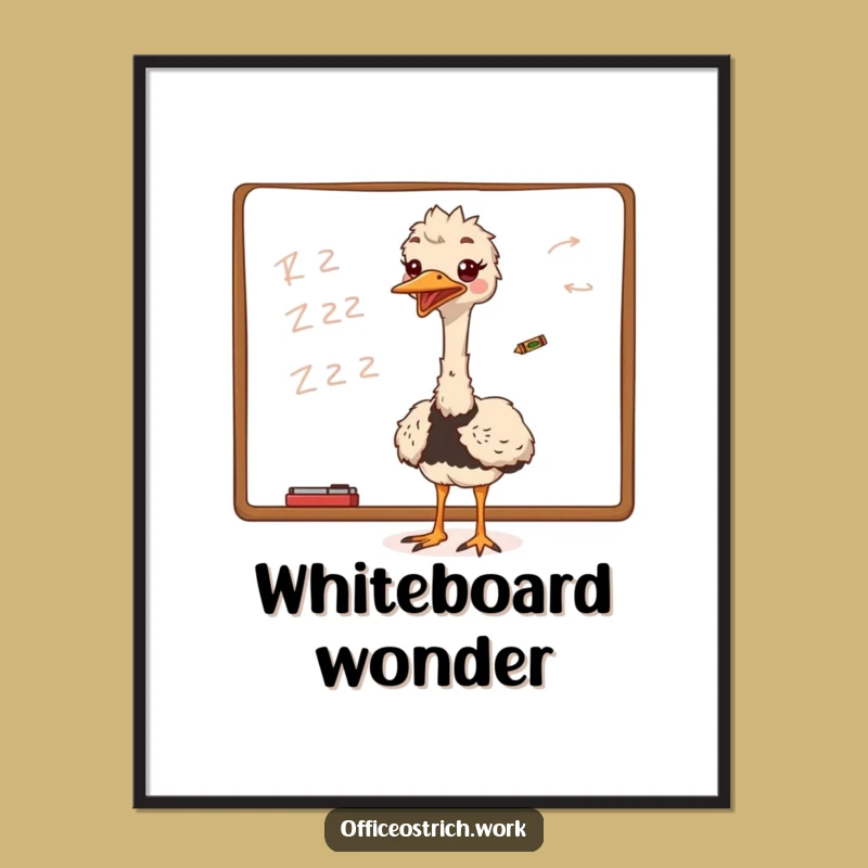 Funny Ostrich Whiteboard Scribble Digital Art Print: Gift of Instant Creative Decor