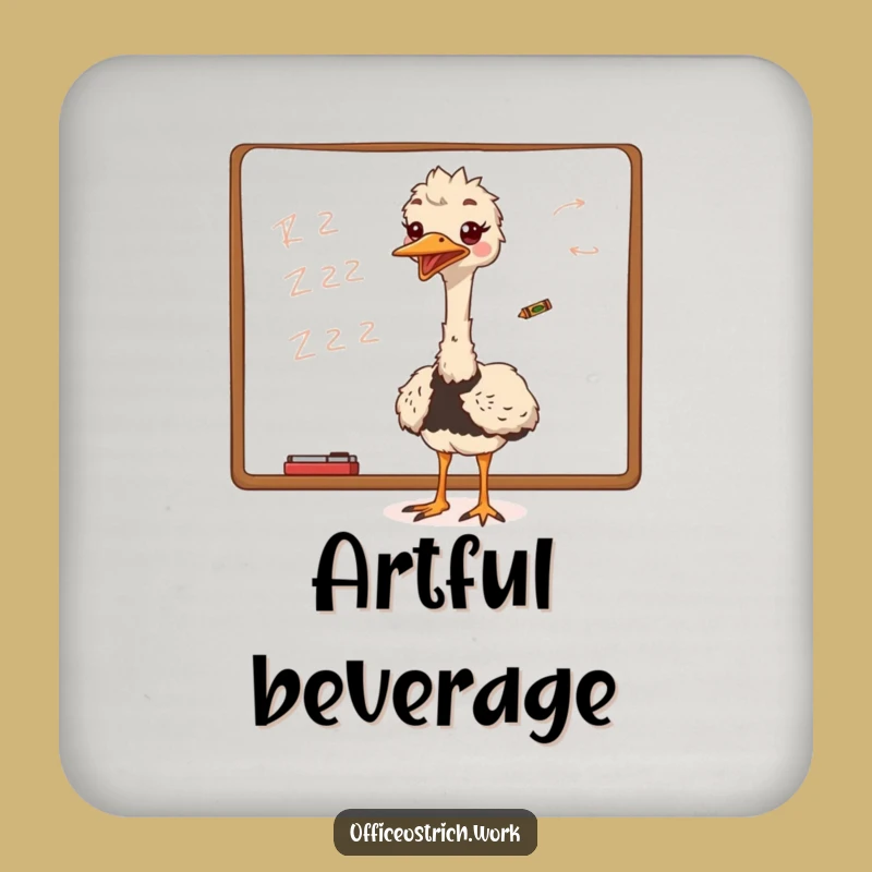 Funny Ostrich Whiteboard Scribble Coasters: Gift of Protection with Creative Humor