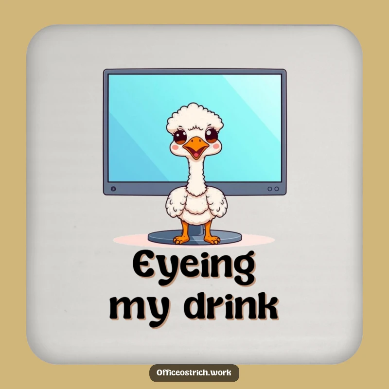 Funny Kawaii Ostrich Drink Coaster - Desk Protection with Humor, Great Funny Gift