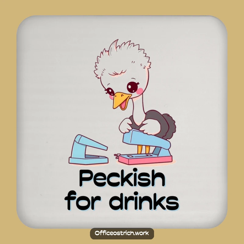 Funny Ostrich Stapler Coaster Set: Desk Protection with Humor