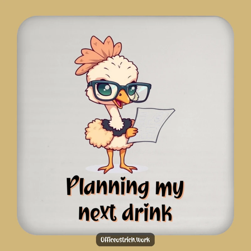 Funny Ostrich Blueprint Coaster - Hilarious Office Gift for Surface Protection