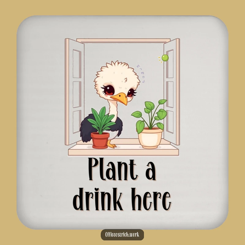 Funny Ostrich Coaster: Protect Surfaces with Curious Charm