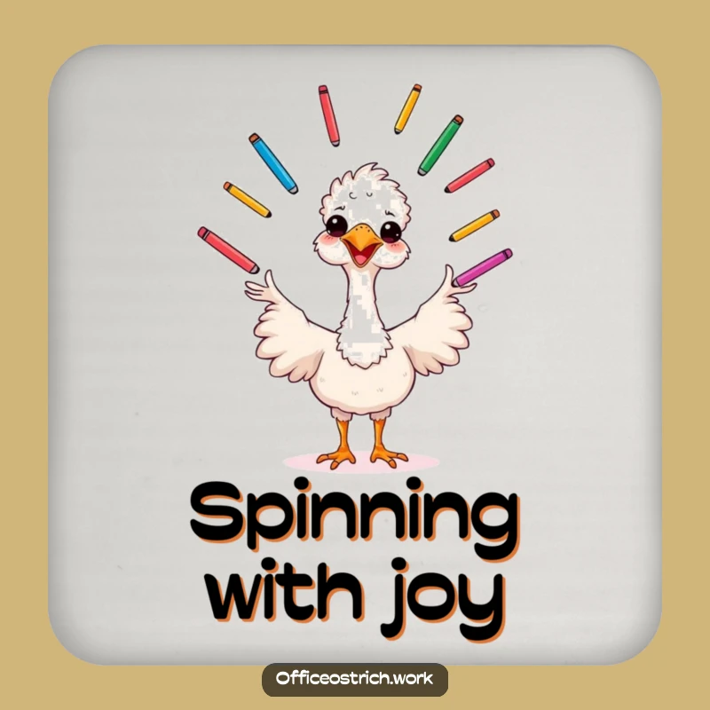 Funny Juggling Ostrich Drink Coaster - Artistic Desk Decor, Great Funny Gift