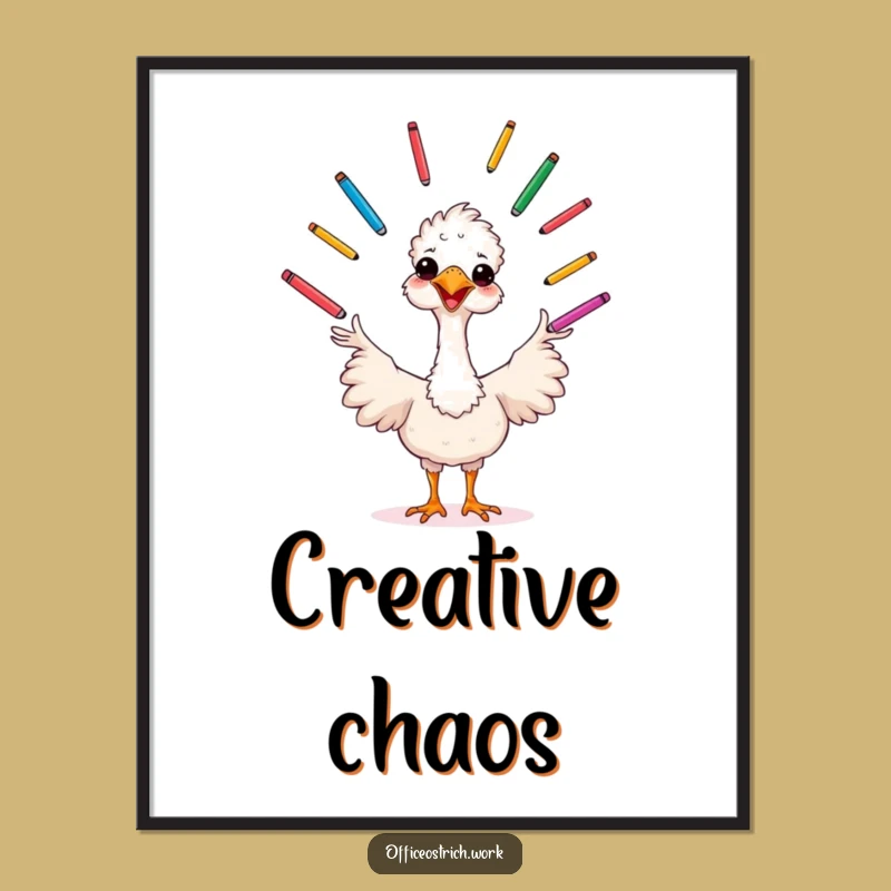 Funny Juggling Ostrich Poster - Vibrant Art, Unique Funny Gift Idea