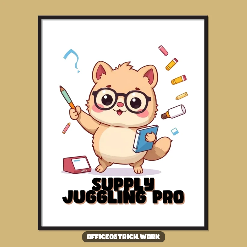 Funny Office Juggling Animal Poster - Whimsical Wall Art Humorous Gift