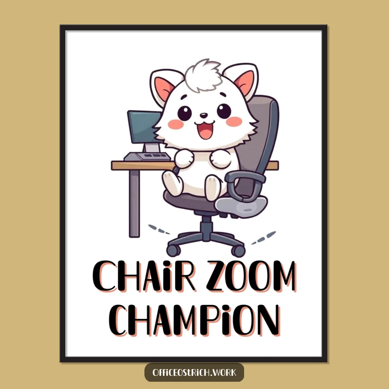 Funny Zooming Office Animal Poster - Whimsical Wall Art Humorous Gift