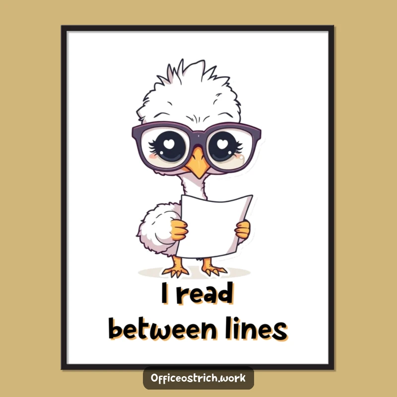 Funny Ostrich Glasses Poster: Decorate with Intellectual Humor