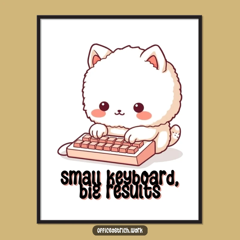 Funny Tiny Keyboard Animal Poster - Whimsical Wall Art Humorous Gift