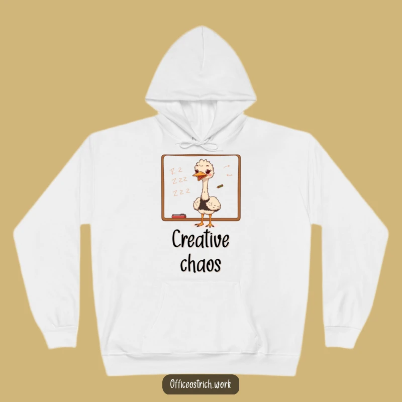 Cozy Funny Ostrich Whiteboard Scribble Hoodie: Gift of Warmth and Creative Fun