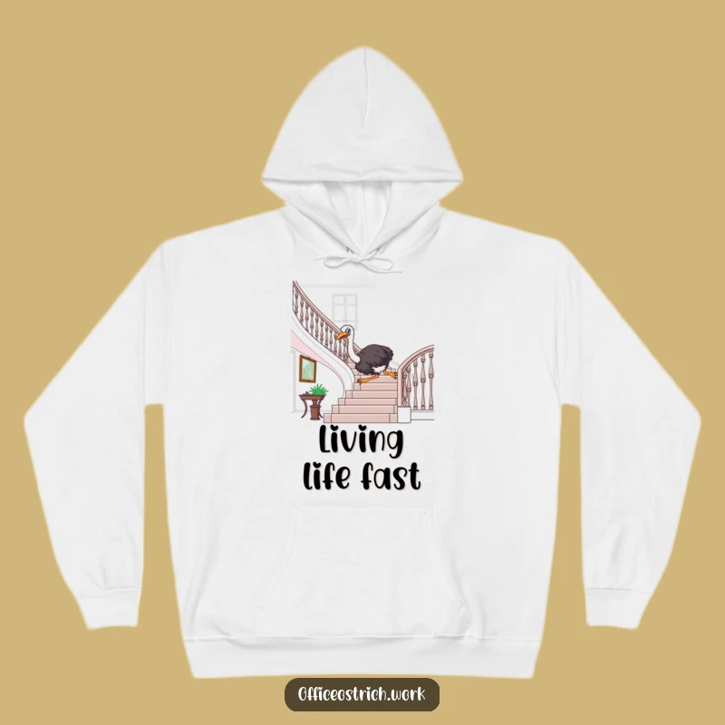 Funny Ostrich Cozy Hoodie - Hilarious Office Adventure Gift for Warmth and Laughter