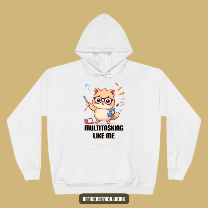 Cozy Funny Office Juggling Animal Hoodie - Warm Humorous Gift