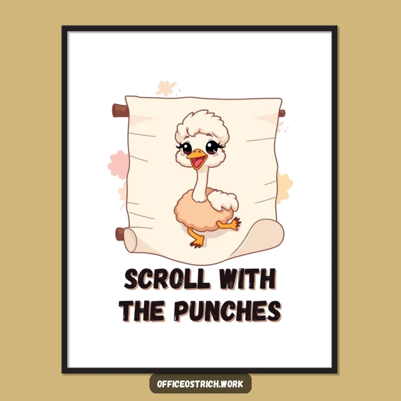 Free Printable Wall Art: Sliding Ostrich Abstract Decor Downloadable Art