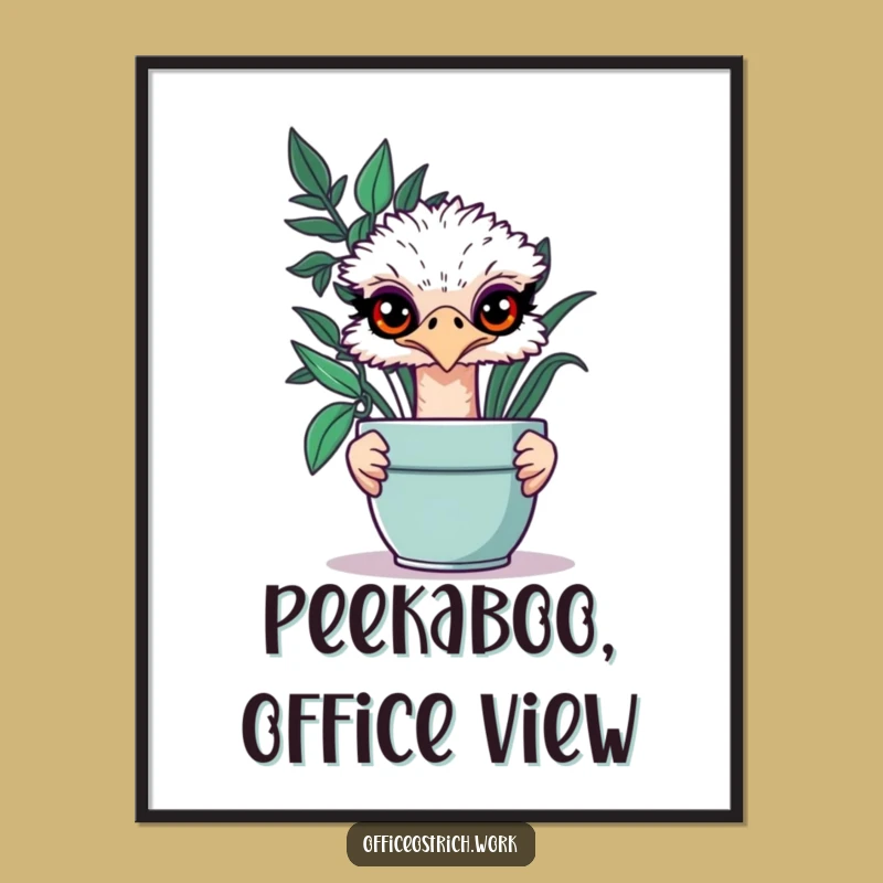 Funny Free Printable Ostrich Wall Art: Mischievous Peek Downloadable