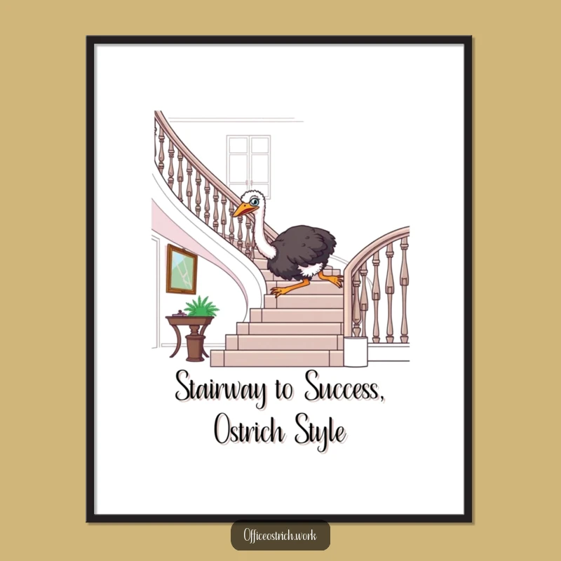 Funny Free Printable Ostrich Wall Art: Office Banister Slide Downloadable