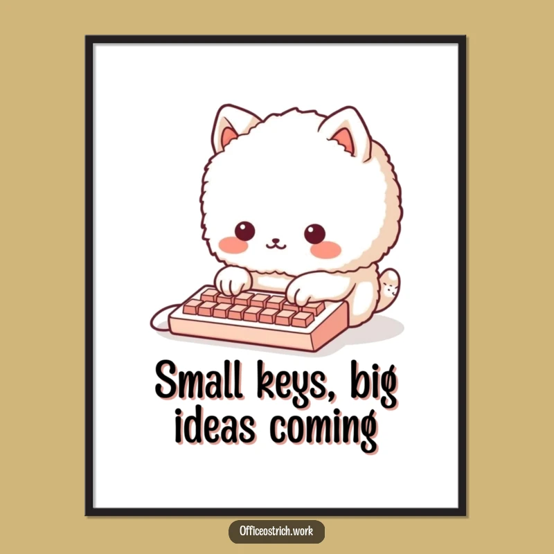 Funny Free Printable Wall Art: Tiny Keyboard Animal, Downloadable Art Gift!