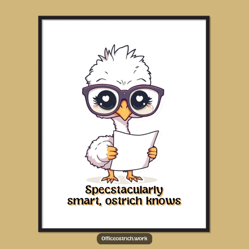 Funny Free Printable Ostrich Wall Art: Downloadable Smart Scholar Decor