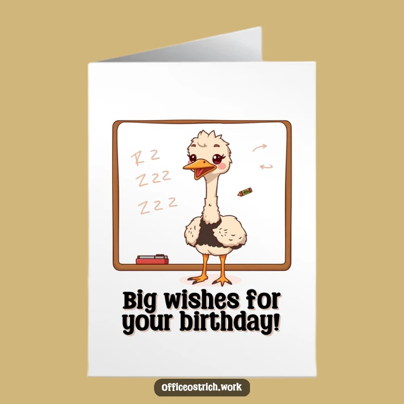 Free Printable Ostrich Birthday Card: Quirky Art Fowl Scribble Downloadable Gift