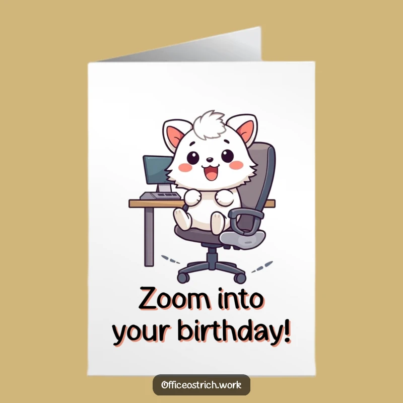 Free Printable Birthday Card: Office Chair Animal, Funny Downloadable Gift!