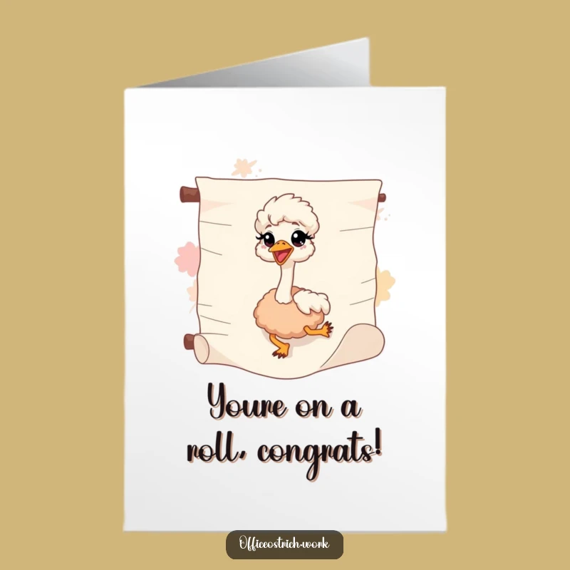 Free Printable Congrats Card: Sliding Ostrich Funny Downloadable Gift