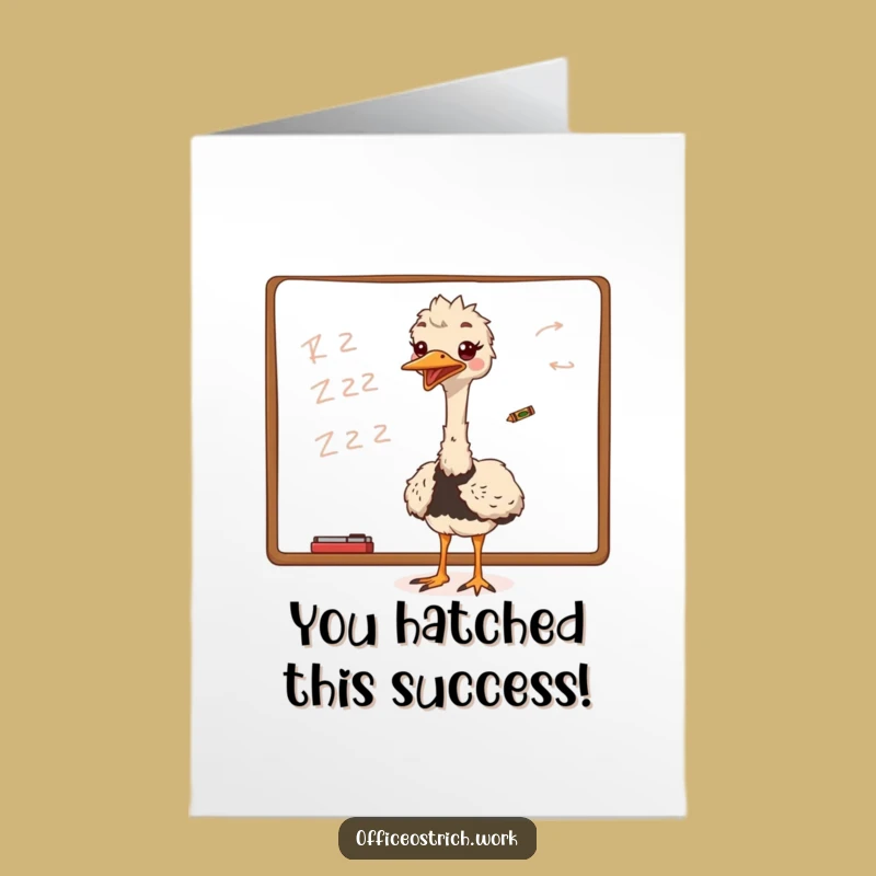 Free Printable Ostrich Congrats Card: Artistic Avian Achievement Downloadable