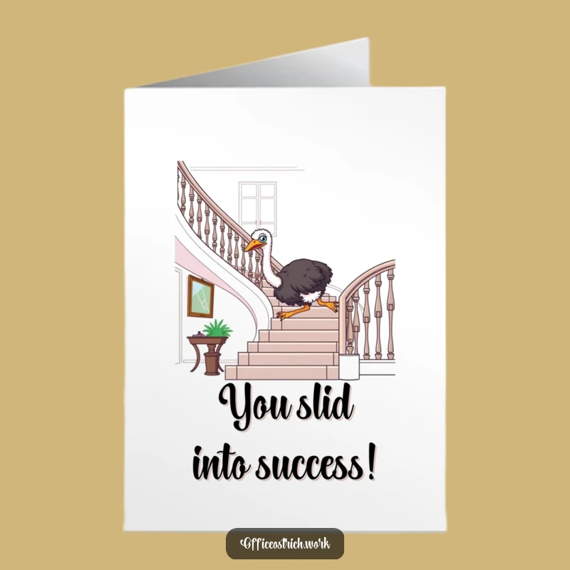 Free Printable Ostrich Congratulations Card: Funny Office Slide Downloadable