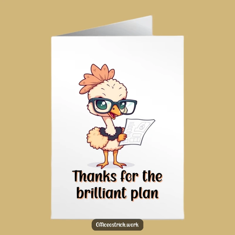 Free Printable Ostrich Thank You Card: Focused Appreciation Downloadable