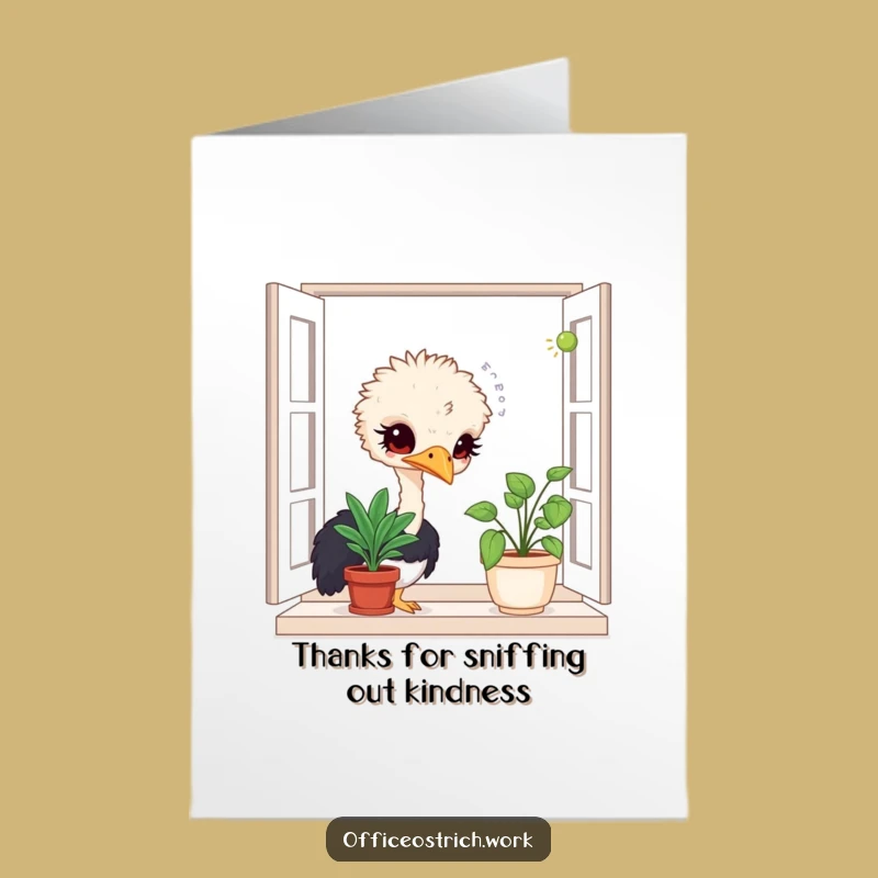 Free Printable Ostrich Thank You Card: Funny Downloadable Botanical Appreciation
