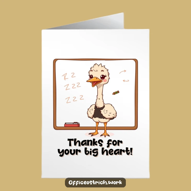 Free Printable Ostrich Thank You Card: Grateful Scribble Fowl Downloadable