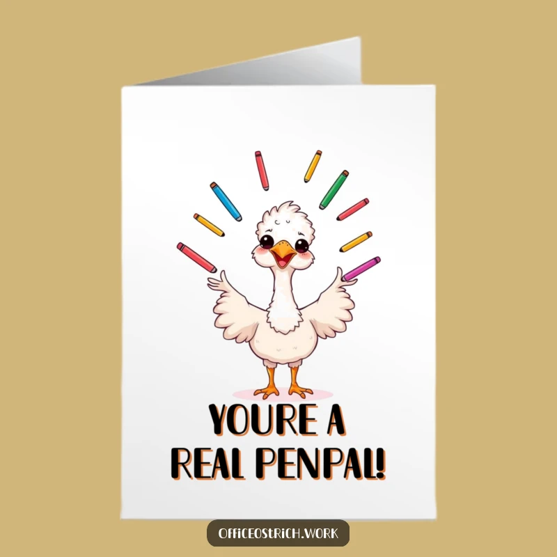 Free Printable Thank You Card: Juggling Ostrich Funny Downloadable Gift