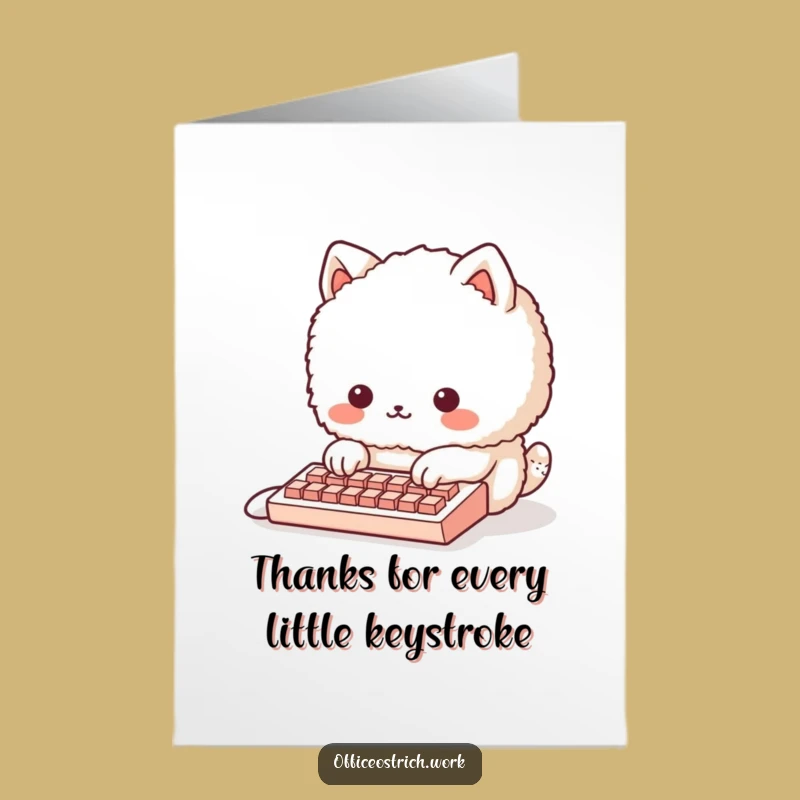Free Printable Thank You Card: Tiny Keyboard Animal, Funny Downloadable Gift!