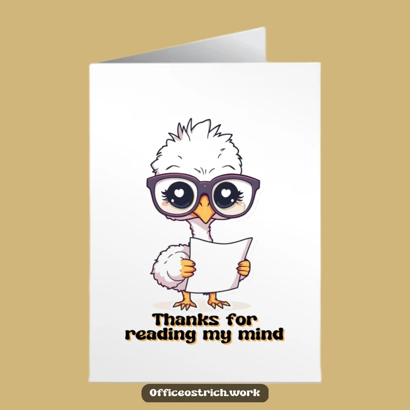Free Printable Ostrich Thank You Card: Funny Downloadable Intellectual Gratitude
